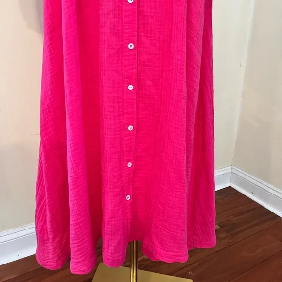 XiRENA Selene Cotton Gauze Midi Dress in Pink Raspberry - Picture 6 of 9